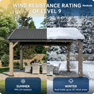 14x12FT Cedar Wood Hardtop Gazebo
