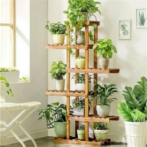 6-Tier Rustic Wood Plant Display