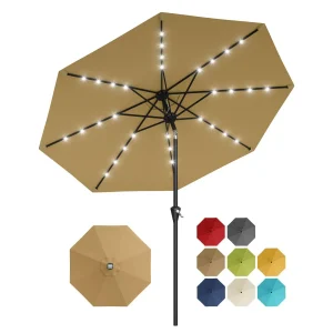 10FT Solar LED Patio Umbrella