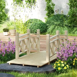 5 Ft Wooden Garden Bridge Handrails