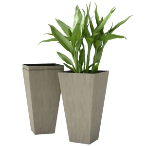 3-Pack 28" Tall Gray Planters