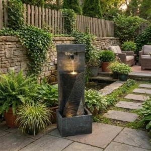 2-Tier Outdoor Cascading Water Fountain