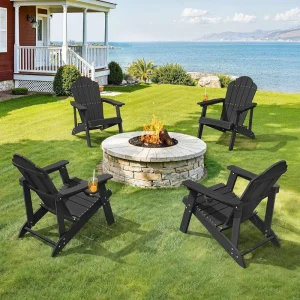 Weather-Resistant Adirondack Chairs with Cupholders