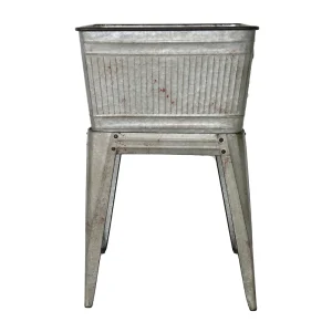 Large Galvanized Tub Planter Stand 20.5"